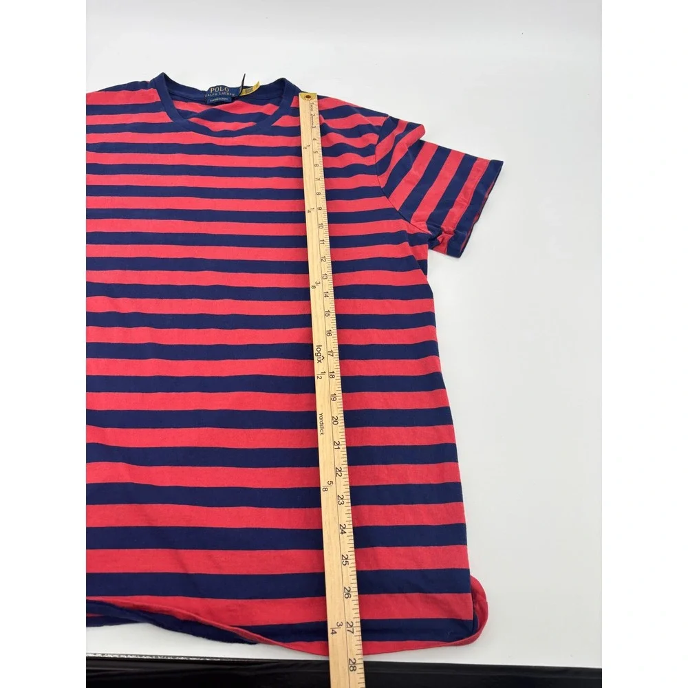 Polo Ralph Lauren Mens Custom Slim Fit Striped T-Shirt Red Navy Blue XL